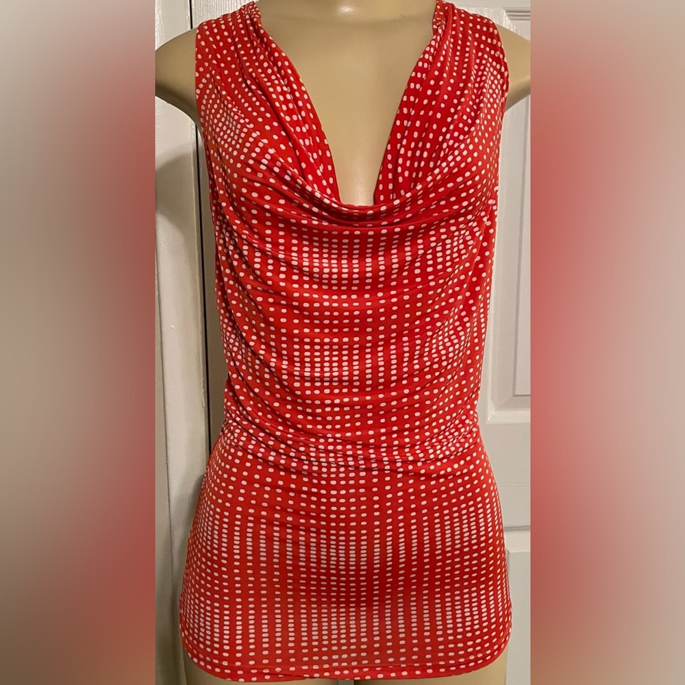 Steps Red and White top Size S